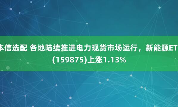 本信选配 各地陆续推进电力现货市场运行，新能源ETF(159875)上涨1.13%