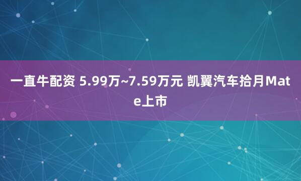 一直牛配资 5.99万~7.59万元 凯翼汽车拾月Mate上市