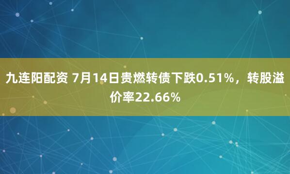 九连阳配资 7月14日贵燃转债下跌0.51%，转股溢价率22.66%